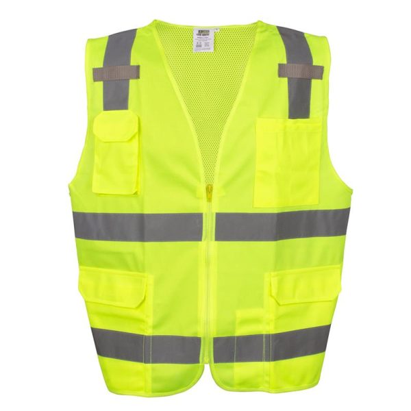 Class II Surveyors Vest Four Outside Pockets, Four Pen Holders Two Inside Pockets, Mic Tabs on Both Sides #VS281